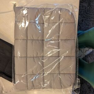 Gray Quilted Puffer Makeup Bag